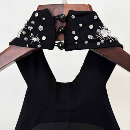 Halter Crystal Embellished Maxi Dress Black