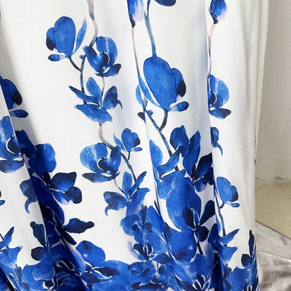 Halter Neck Blue Floral-print Maxi Dress
