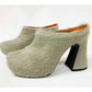 High-Heeled Horsehair Chunky Slipper Fur Mule Heels