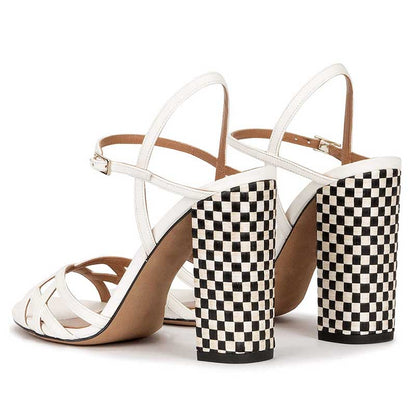 High Block Heel Sandals in Gold, Black, Silver, Nude, White