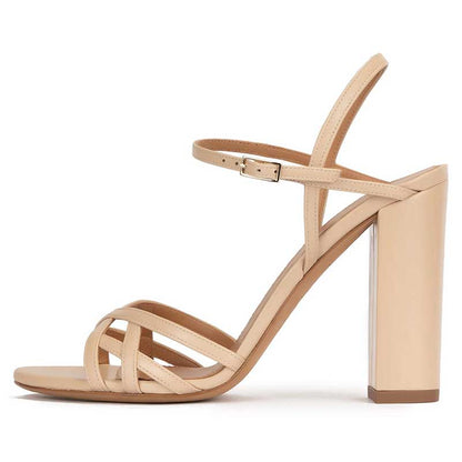 High Block Heel Sandals in Gold, Black, Silver, Nude, White