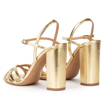 High Block Heel Sandals in Gold, Black, Silver, Nude, White