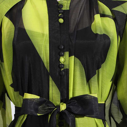 High Neck Floral Midi Dress Short Sleeves