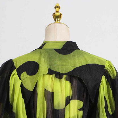 High Neck Floral Midi Dress Short Sleeves