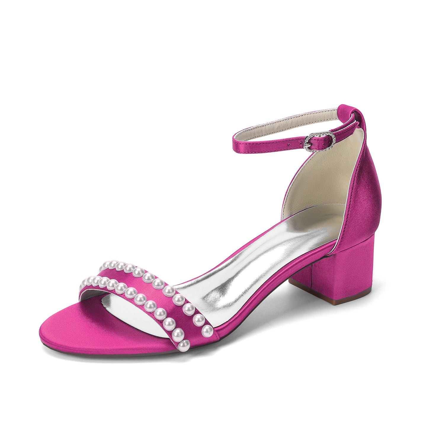 Women's Pearl Peep - Toe Ankle Strap Chunky Heel Sandals - Wedding & Party Dress Shoes