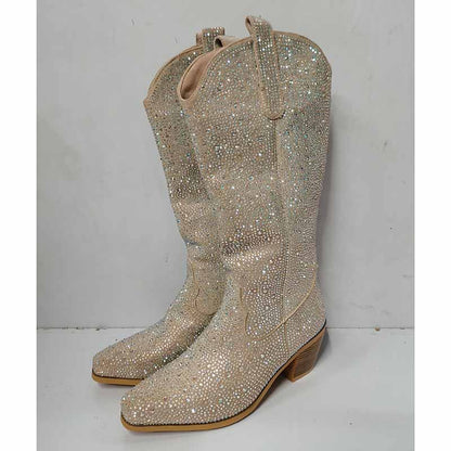 Sparkly Rhinestones Cowboy Cowgirl Style Boots Knee High Boots for Women