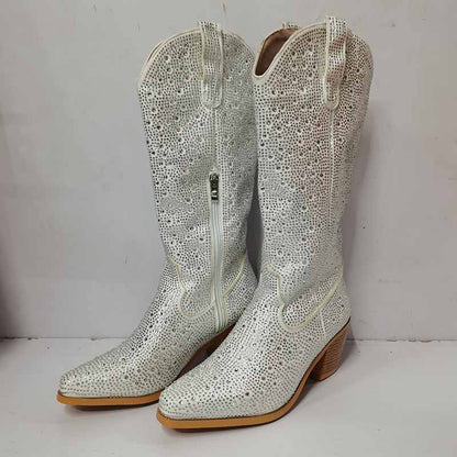 Sparkly Rhinestones Cowboy Cowgirl Style Boots Knee High Boots for Women