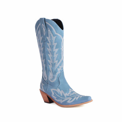 Cowboy Embroidery Boots for Women Knee High Cowgirl Boots