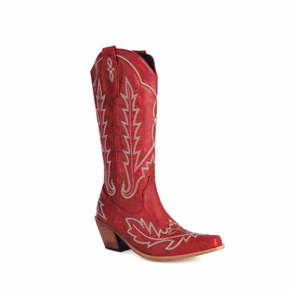 Cowboy Embroidery Boots for Women Knee High Cowgirl Boots