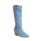 Knee High Cowboy Cowgirl Boots for Women, with Unique Embroidery, Side Zipper and Chunky Heel Design