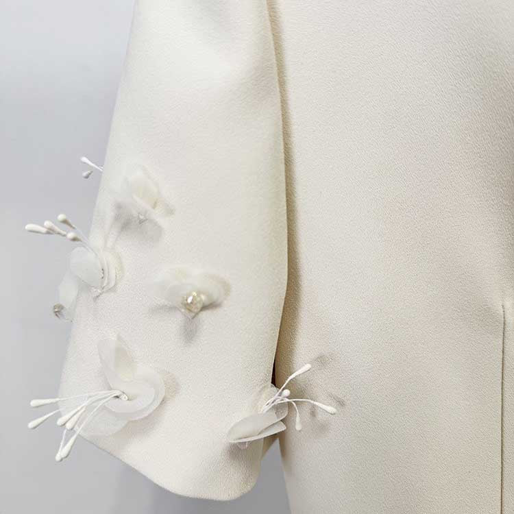 Ivory Floral Embellished Mini Dress – Elegant Short Sleeve Cocktail Dress for Weddings, Parties & Special Occasions