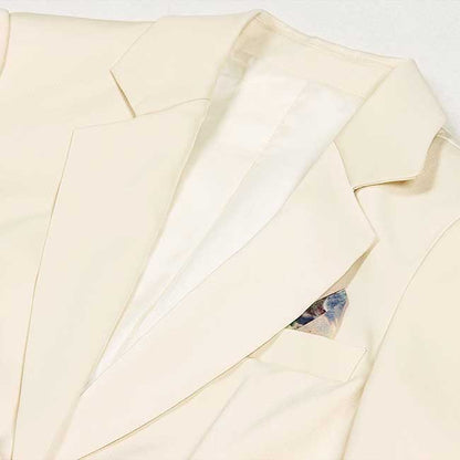 Ivory Women's Pantsuit with Belt | Elegant V-Neck Office Suit