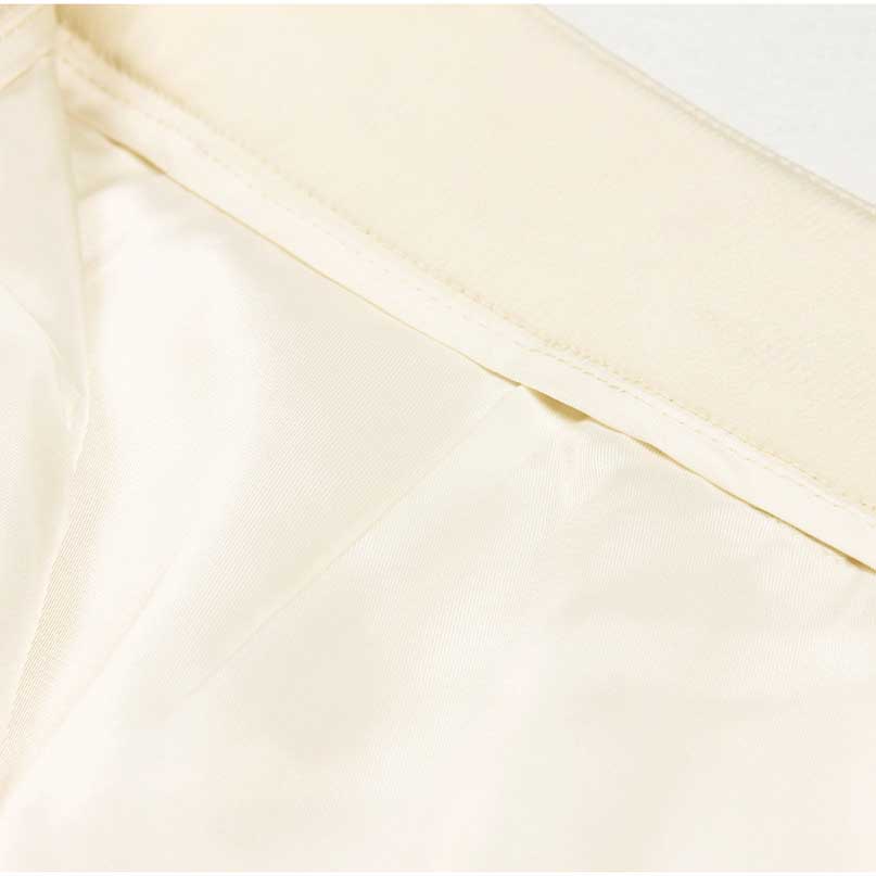 Ivory Women's Pantsuit with Belt | Elegant V-Neck Office Suit