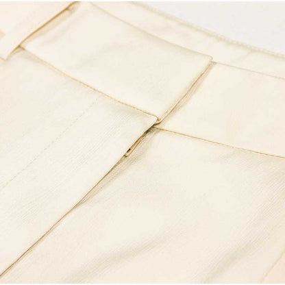 Ivory Women's Pantsuit with Belt | Elegant V-Neck Office Suit