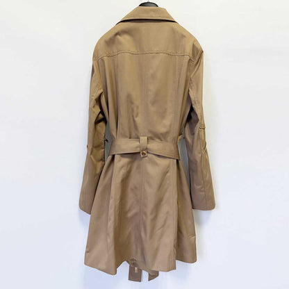 Khaki Trench Coat Women's Belted Lapel Zip-Up Mid-Length Jacket
