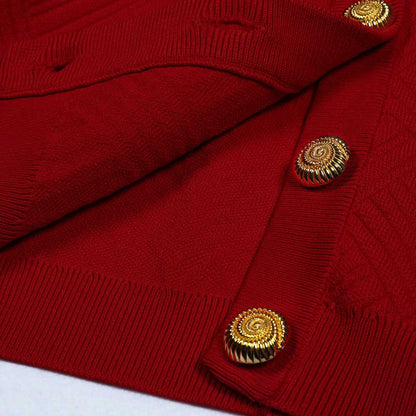 Knit Crop Top Skirt Suit Button-Up Cardigan Jacket + Mini Skirt Set