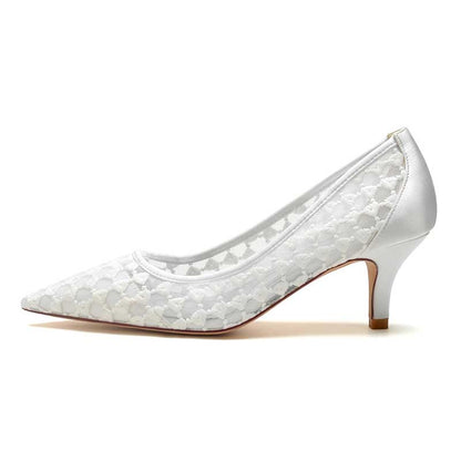 Knitted Mesh Low Heel Prom Shoes Slip-On Dress Shoes For Wedding