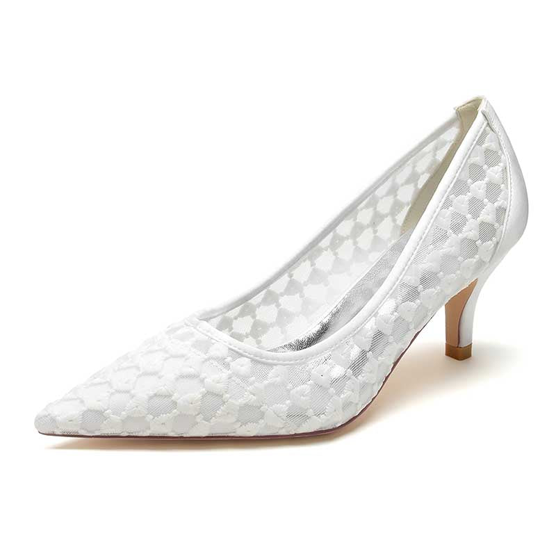 Knitted Mesh Low Heel Prom Shoes Slip-On Dress Shoes For Wedding
