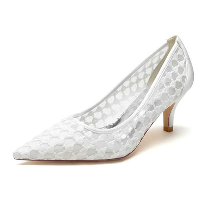 Knitted Mesh Low Heel Prom Shoes Slip-On Dress Shoes For Wedding