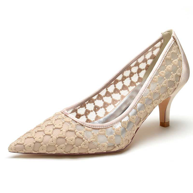 Knitted Mesh Low Heel Prom Shoes Slip-On Dress Shoes For Wedding