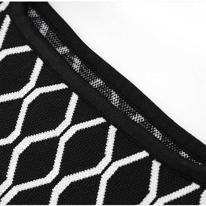 Knitted Mini Little Two-Tone Dress Square-Neck Sleeveless Slim Fit Short A-Line Dress