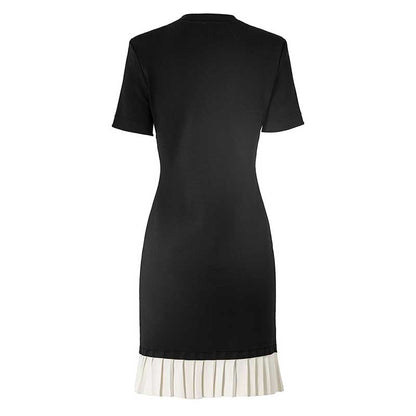 Knitted Short Dress Button-Up Short Sleeve Slim Fit Mini Dress