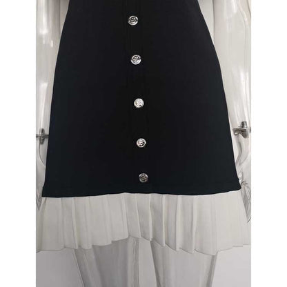 Knitted Short Dress Button-Up Short Sleeve Slim Fit Mini Dress