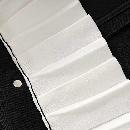 Knitted Short Dress Button-Up Short Sleeve Slim Fit Mini Dress