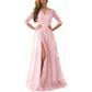 Lace Appliques Evening Dress Long Prom Dress Backlesss Bridesmaid Dress 3/4 Sleeves