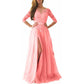 Lace Appliques Evening Dress Long Prom Dress Backlesss Bridesmaid Dress 3/4 Sleeves