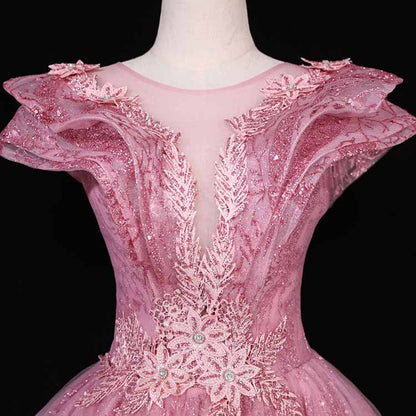 Lace Beading Quinceanera Sweet Party Dress Prom Gala Evening Pageant Ball Gown