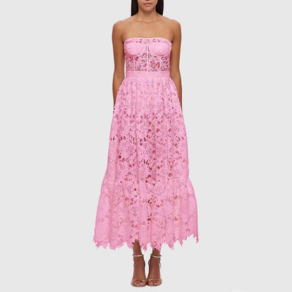 Lace Bustier Midi Dress