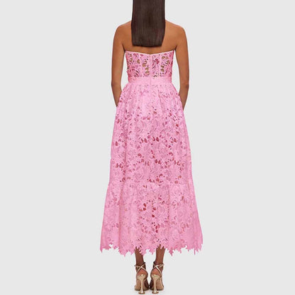 Lace Bustier Midi Dress