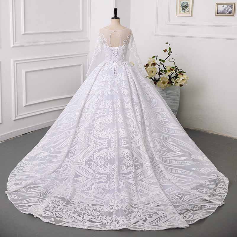 Sequined Long Sleeves Wedding Dress for Bride Fall / Winter Wedding