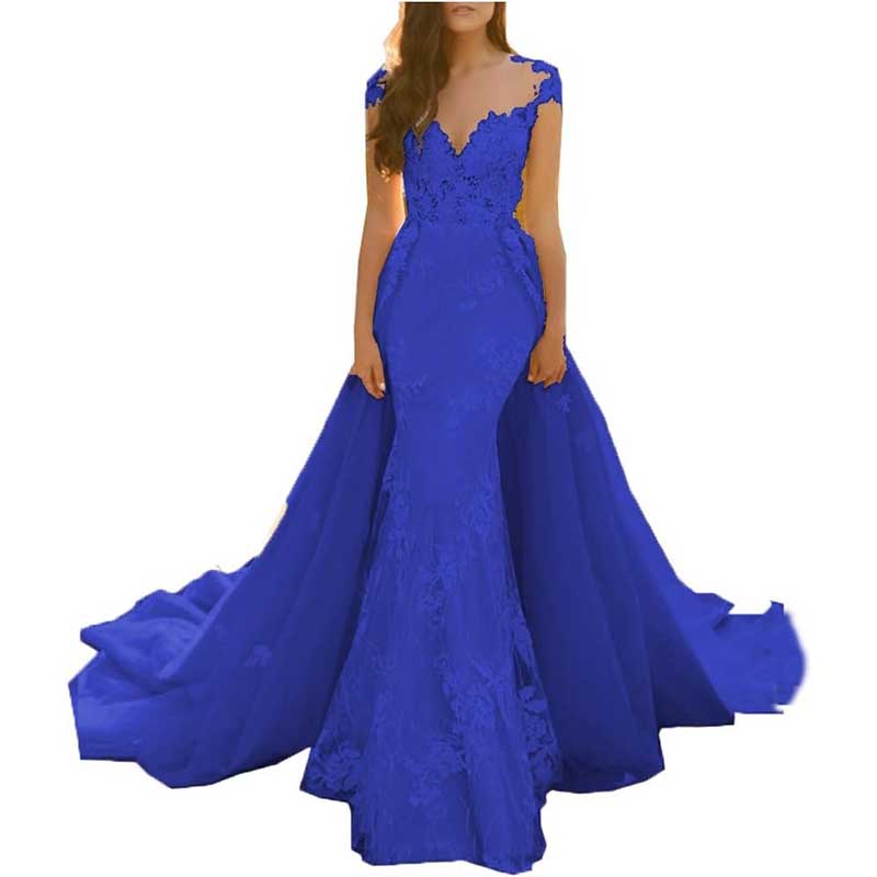 Lace Sweep Train Evening Dress Long Prom Dress Party Gowns