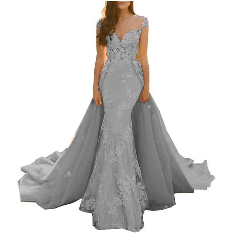 Lace Sweep Train Evening Dress Long Prom Dress Party Gowns