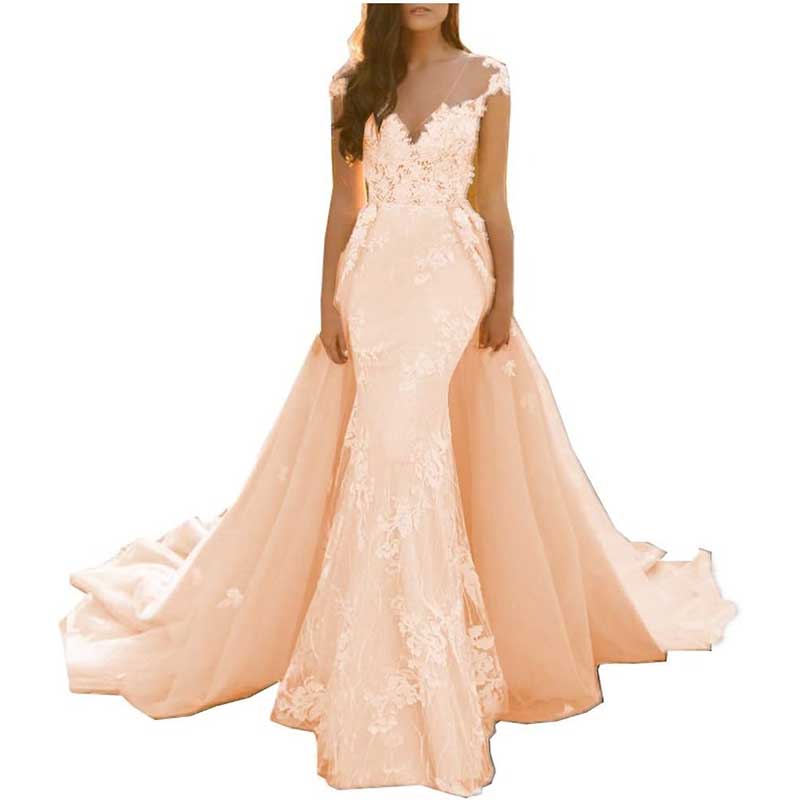 Lace Sweep Train Evening Dress Long Prom Dress Party Gowns