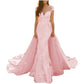 Lace Sweep Train Evening Dress Long Prom Dress Party Gowns