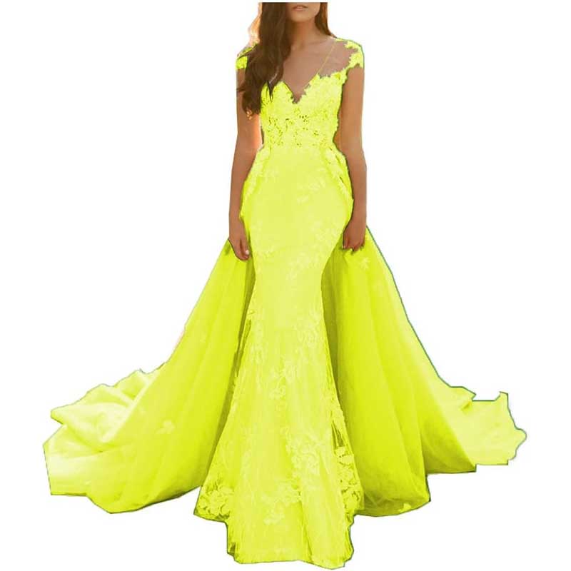 Lace Sweep Train Evening Dress Long Prom Dress Party Gowns