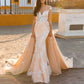 Lace Sweep Train Evening Dress Long Prom Dress Party Gowns