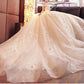 Lace Train Wedding Dress for Bride A Line Bride Dress Tulle Wedding Dress Strapless Bride Wear