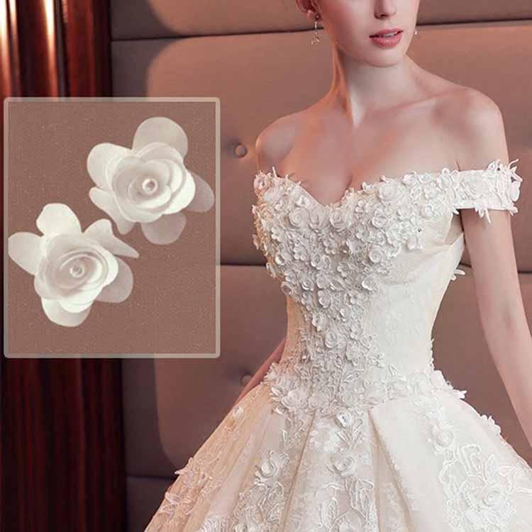 Lace Train Wedding Dress for Bride A Line Bride Dress Tulle Wedding Dress Strapless Bride Wear