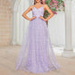 Lavender Floral Bridesmaid Dress Spaghetti Strap Wedding Gown Prom Dress