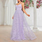 Lavender Floral Bridesmaid Dress Spaghetti Strap Wedding Gown Prom Dress