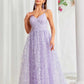 Lavender Floral Bridesmaid Dress Spaghetti Strap Wedding Gown Prom Dress