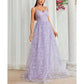 Lavender Floral Bridesmaid Dress Spaghetti Strap Wedding Gown Prom Dress