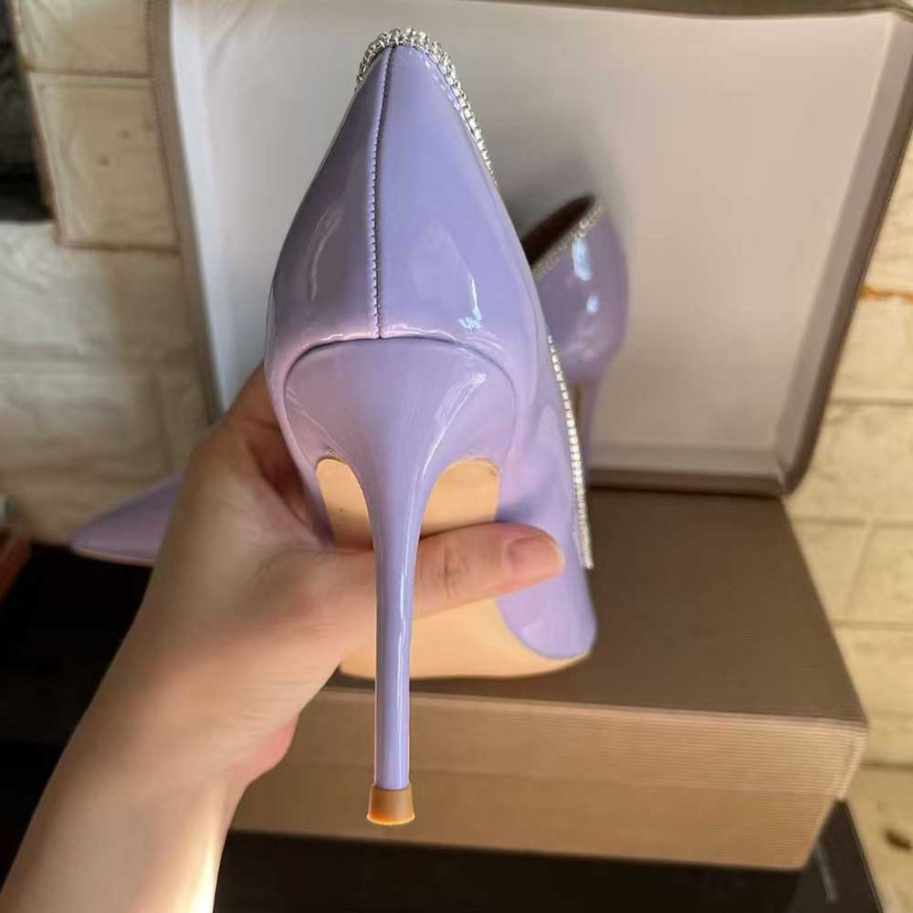 Lavender Patent Leather Heels - Plus Size Rhinestone Pumps