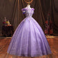 Lavender Sparkly Tulle Quinceanera Dresses Flower Appliques Ball Gown