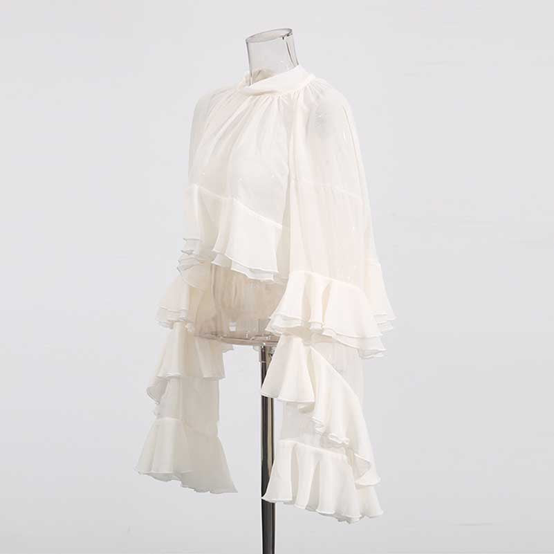 Layered Ruffle Chiffon Blouse –  Women’s Top with Flouncy Details