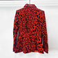 Long Sleeve Animal Print Suit Red Velvet Pantsuit Slim Fit Chic Suit